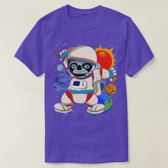 Space Science Sloth Animal Astronaut T-Shirt (Design Front)