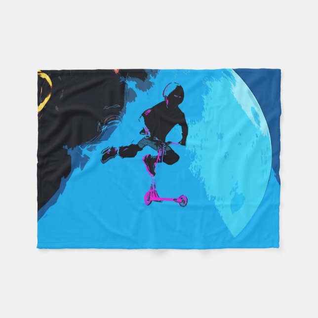 Space Scootering - Stunt Scooter BoyFleece Blanket (Front (Horizontal))