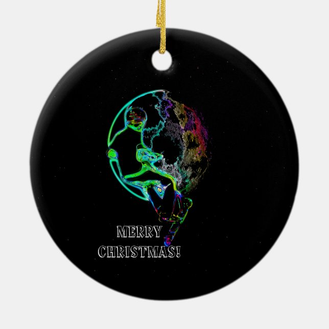 Space Scooting - Flying Scooter Boy Ceramic Tree Decoration (Back)