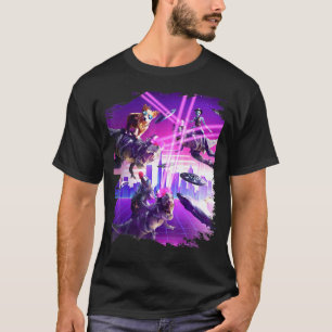 Space Shark Lizard Corgi Alien On Laser Dinosaur T-Shirt