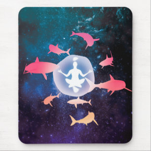 Space Sharks and Meditation Art Mouse Mat