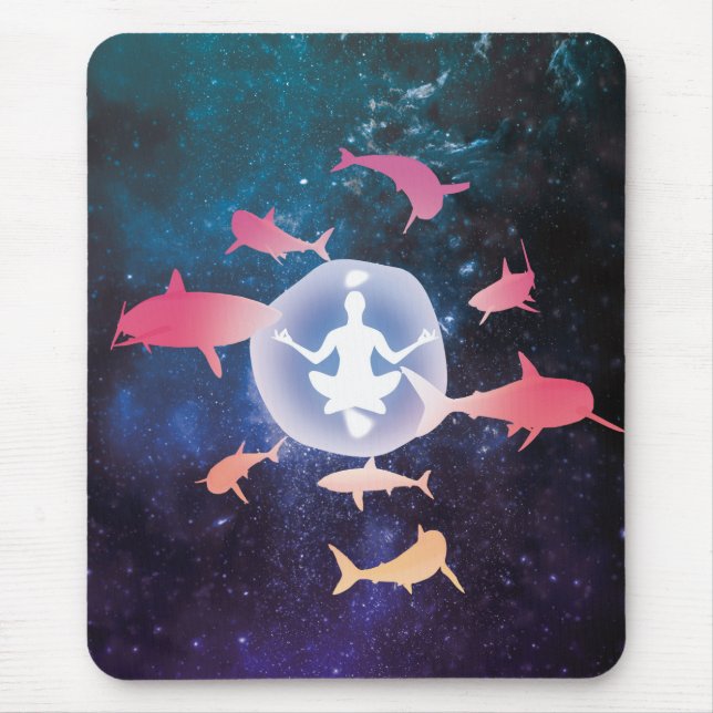 Space Sharks and Meditation Art Mouse Mat (Front)