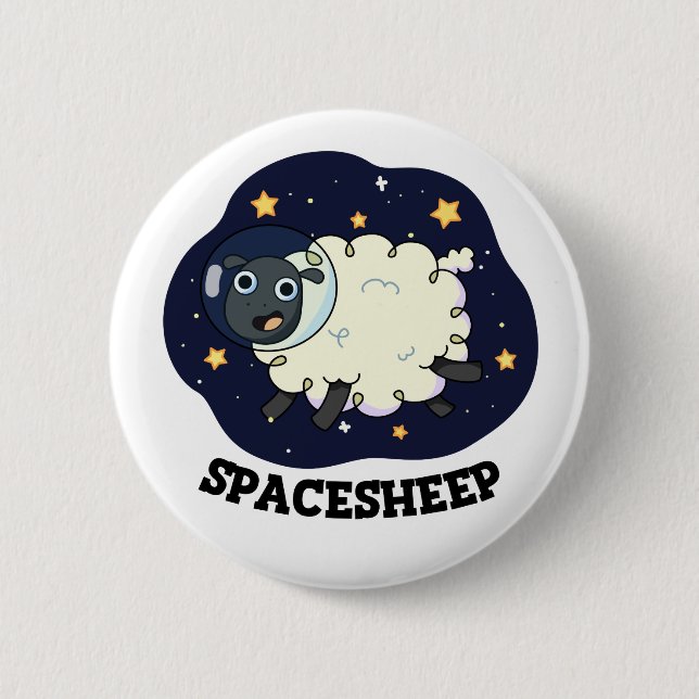 Space Sheep Funny Astronaut Pun 6 Cm Round Badge (Front)