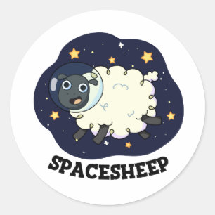 Space Sheep Funny Astronaut Pun Classic Round Sticker