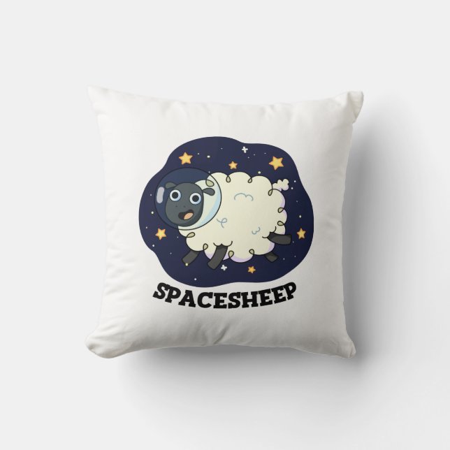 Space Sheep Funny Astronaut Pun Cushion (Front)