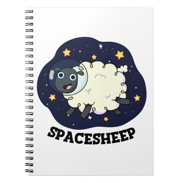Space Sheep Funny Astronaut Sheep Pun Notebook (Front)