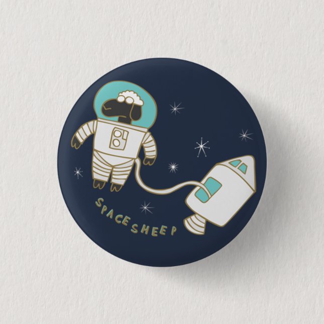 Space Sheep Wordplay Flair Pinback Button (Front)