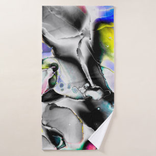 Space. Shiny White Background. Smoke Slate Picture Bath Towel