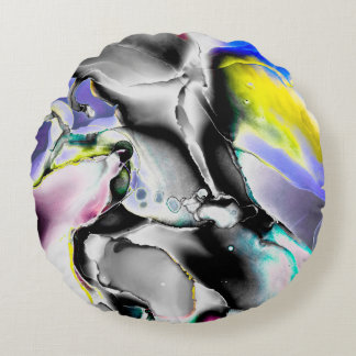 Space. Shiny White Background. Smoke Slate Picture Round Cushion