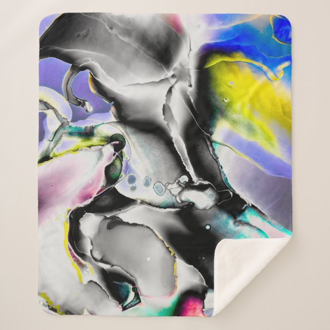 Space. Shiny White Background. Smoke Slate Picture Sherpa Blanket (Front)