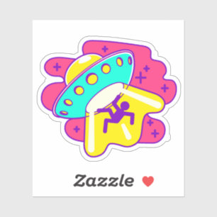 Space Ship Alien UFO Abduction - Vinyl Sticker