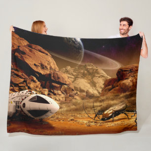 SPACE SHIP and GIANT COCKROACH Fleece Blanket