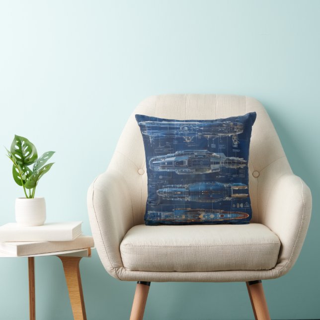 Space Ship Blueprint Cushion (Chair)