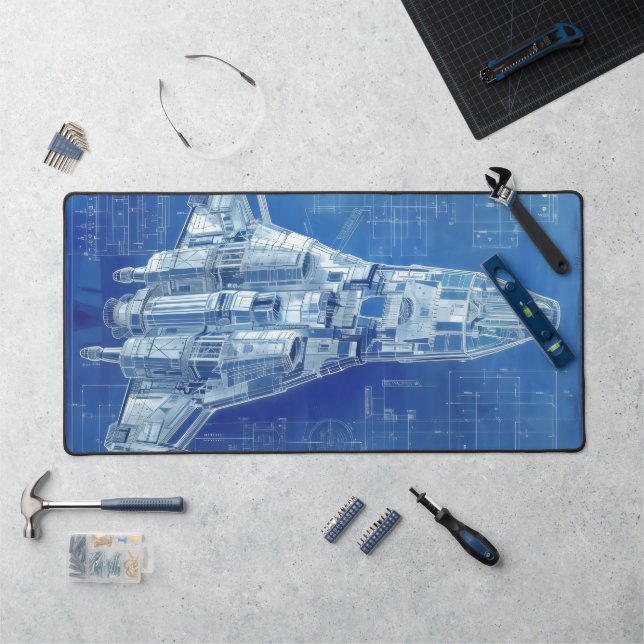 Space Ship Bueprint Desk Mat (Workstation)