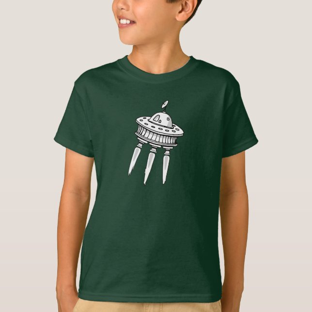 Space Ship Doodle Fun Design T-Shirt (Front)