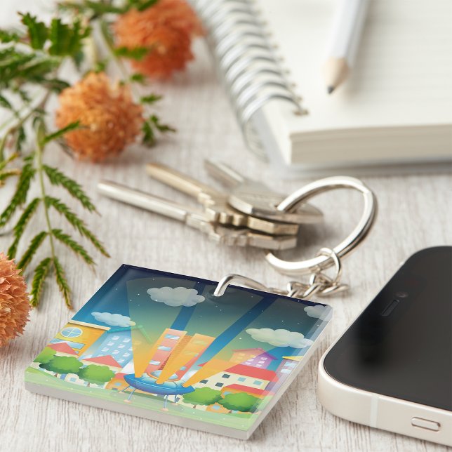 Space Ship In The City Keychain (Creator Uploaded)