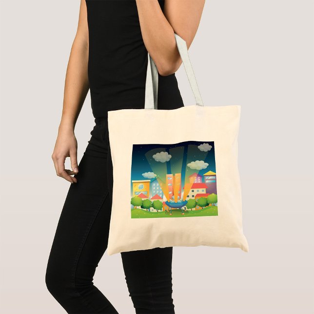 Space Ship In The City Tote Bag (Creator Uploaded)