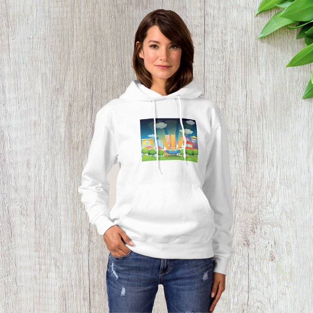 Space Ship In The City Womens Hoodie (Creator Uploaded)