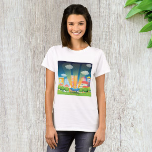 Space Ship In The City Womens T-Shirt