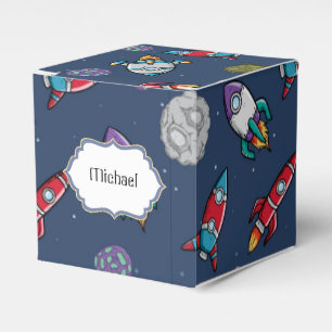 Space ship rocket meteor pattern boys favour box