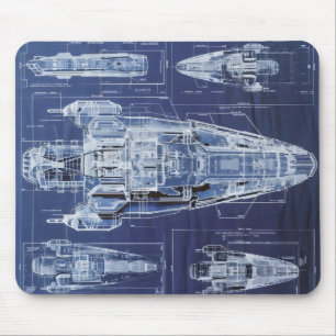 Space Ship Sci-Fi Diagram Mouse Mat