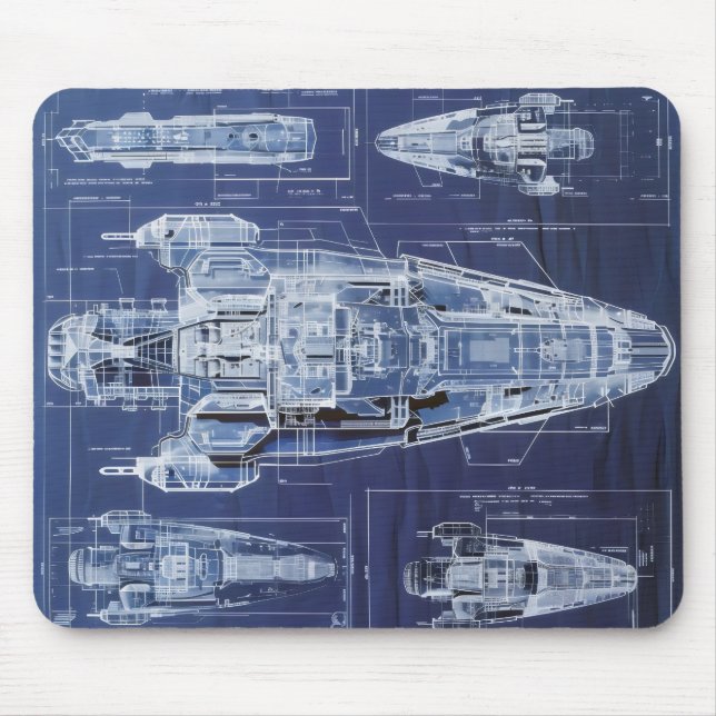 Space Ship Sci-Fi Diagram Mouse Mat (Front)