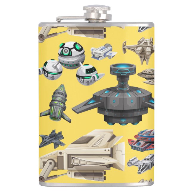 Space Ships, Robots & Droids Flask (Front)
