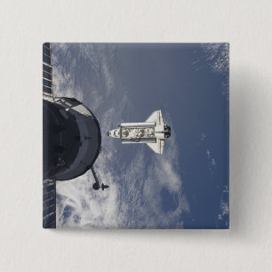 Space Shuttle Atlantis and a Russian spacecraft 15 Cm Square Badge