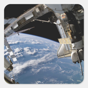 Space Shuttle Atlantis and a Soyuz spacecraft Square Sticker