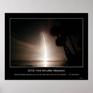 Space Shuttle Atlantis arcs into the still black Poster