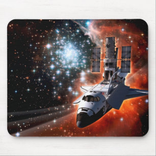 Space Shuttle Atlantis Hubble Telescope Artwork Mouse Mat