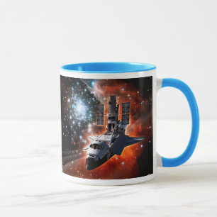 Space Shuttle Atlantis Hubble Telescope Artwork Mug