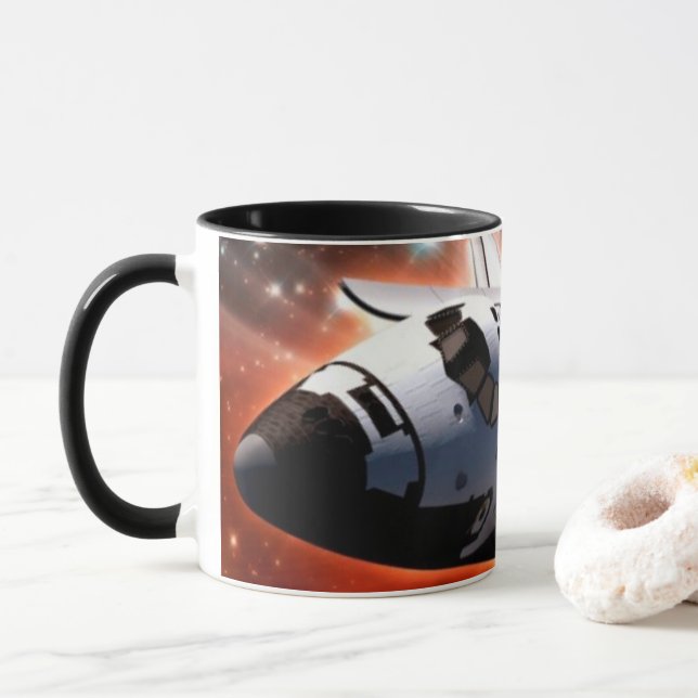 Space Shuttle Atlantis Hubble Telescope Artwork Mug (With Donut)