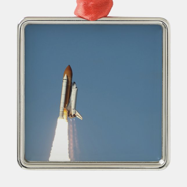 Space Shuttle Atlantis lifts off 11 Metal Tree Decoration (Front)