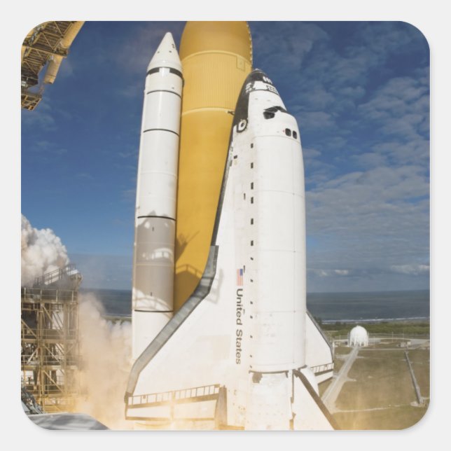 Space Shuttle Atlantis lifts off 12 Square Sticker (Front)