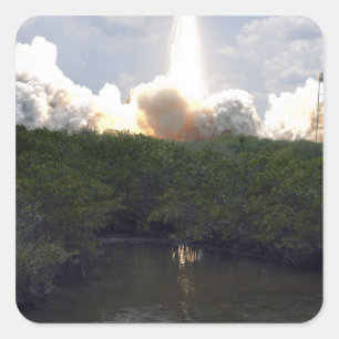 Space Shuttle Atlantis lifts off 14 Square Sticker