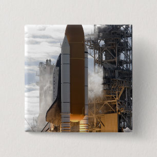 Space Shuttle Atlantis lifts off 15 Cm Square Badge