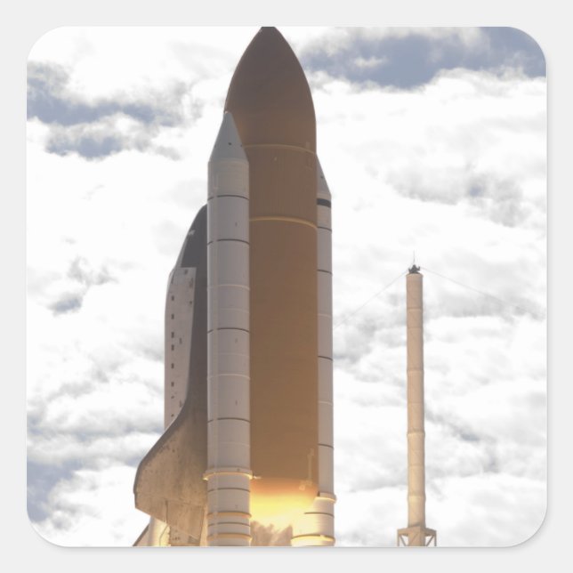 Space Shuttle Atlantis lifts off 16 Square Sticker (Front)