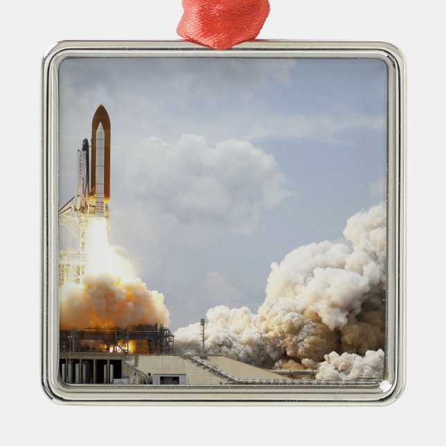 Space Shuttle Atlantis lifts off 21 Metal Tree Decoration (Front)
