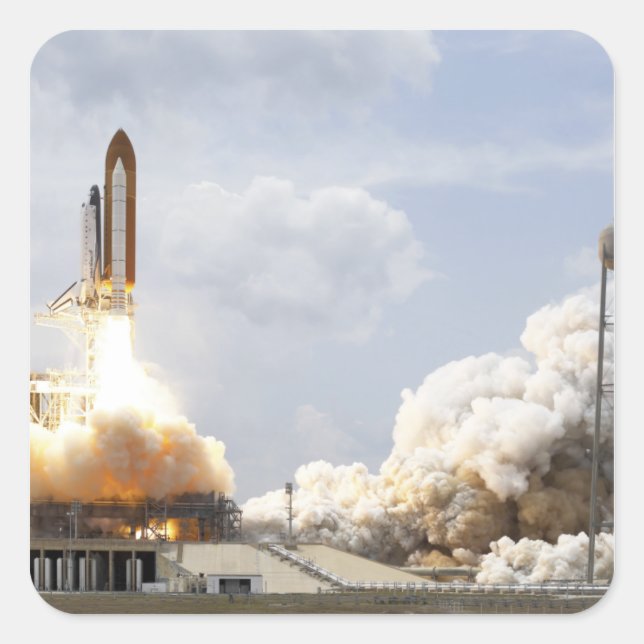 Space Shuttle Atlantis lifts off 21 Square Sticker (Front)