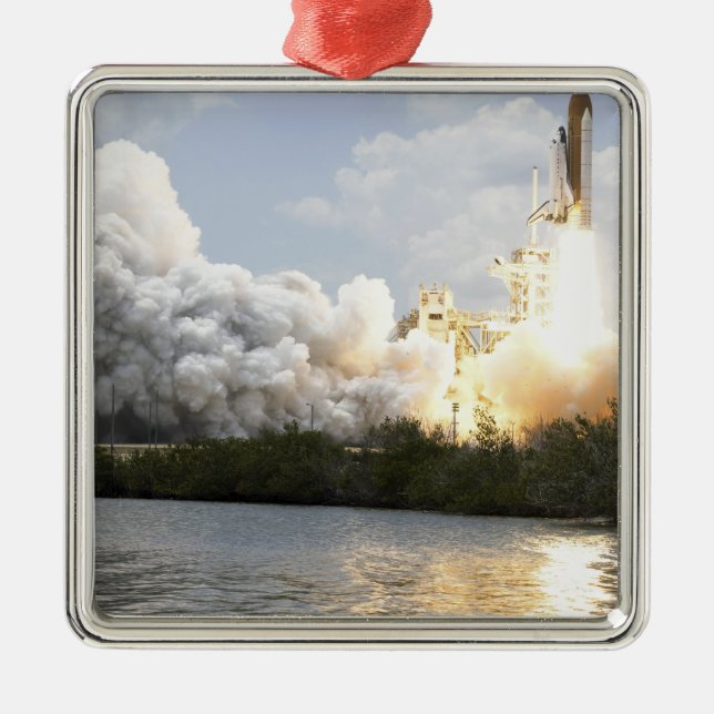 Space Shuttle Atlantis lifts off 22 Metal Tree Decoration (Front)