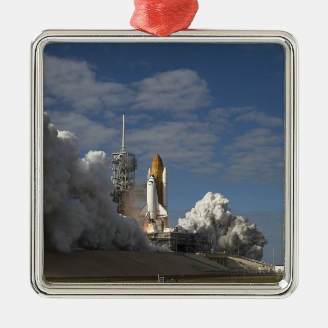 Space Shuttle Atlantis lifts off 23 Metal Tree Decoration (Front)