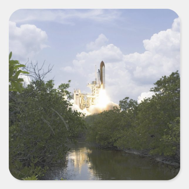 Space Shuttle Atlantis lifts off 25 Square Sticker (Front)