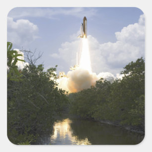 Space Shuttle Atlantis lifts off 26 Square Sticker
