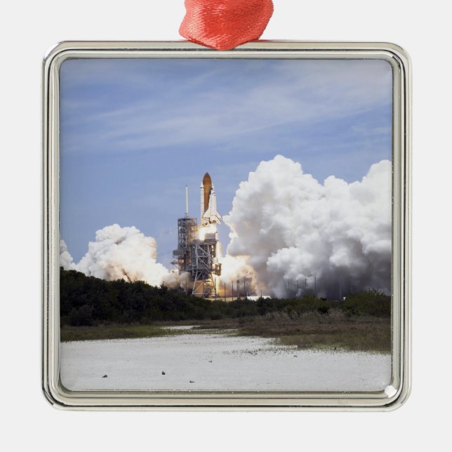 Space Shuttle Atlantis lifts off 27 Metal Tree Decoration (Front)