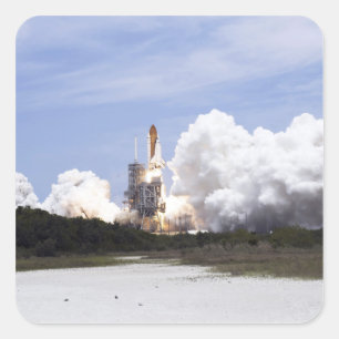 Space Shuttle Atlantis lifts off 27 Square Sticker