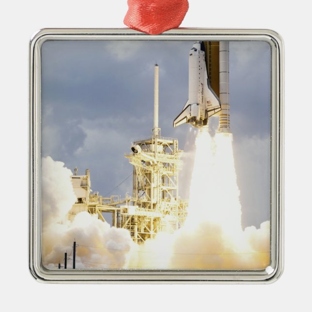 Space Shuttle Atlantis lifts off 2 Metal Tree Decoration (Front)