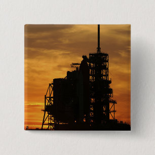 Space Shuttle Atlantis on the launch pad 15 Cm Square Badge