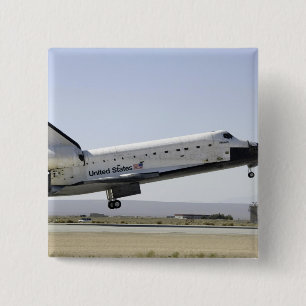 Space Shuttle Atlantis prepares for landing 2 15 Cm Square Badge