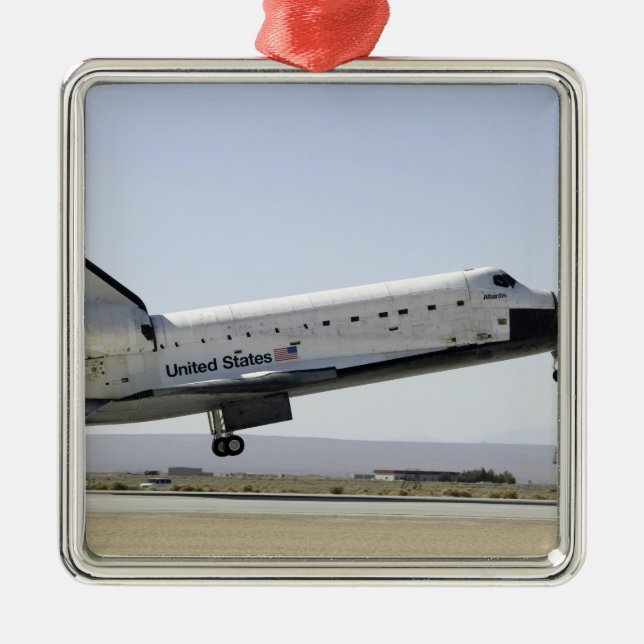 Space Shuttle Atlantis prepares for landing 2 Metal Tree Decoration (Front)
